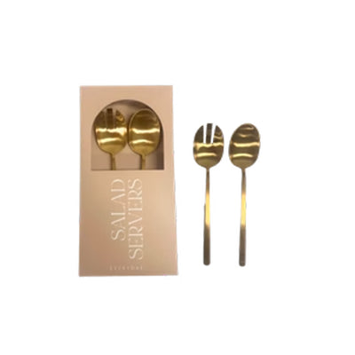 Set of 2 Satin Gold Salad Servers